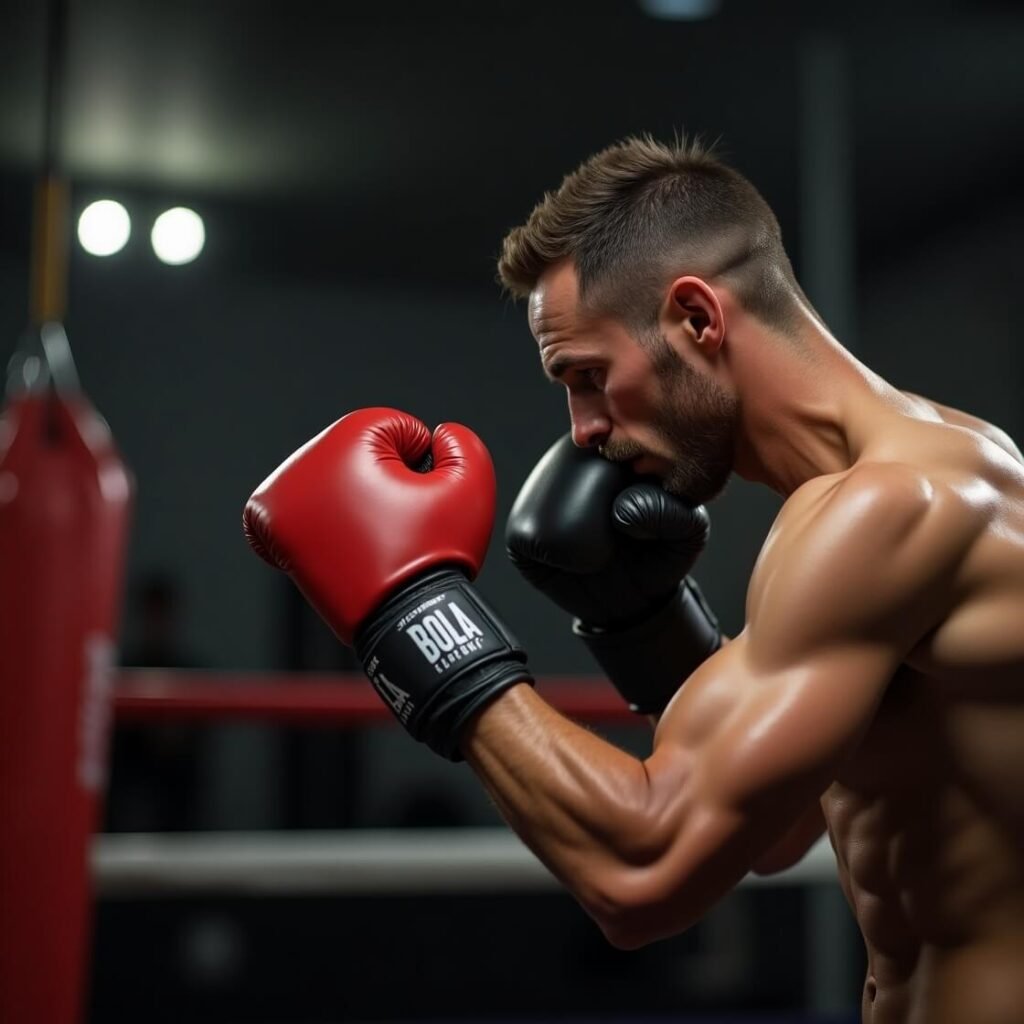A boxer in his conventional default stance