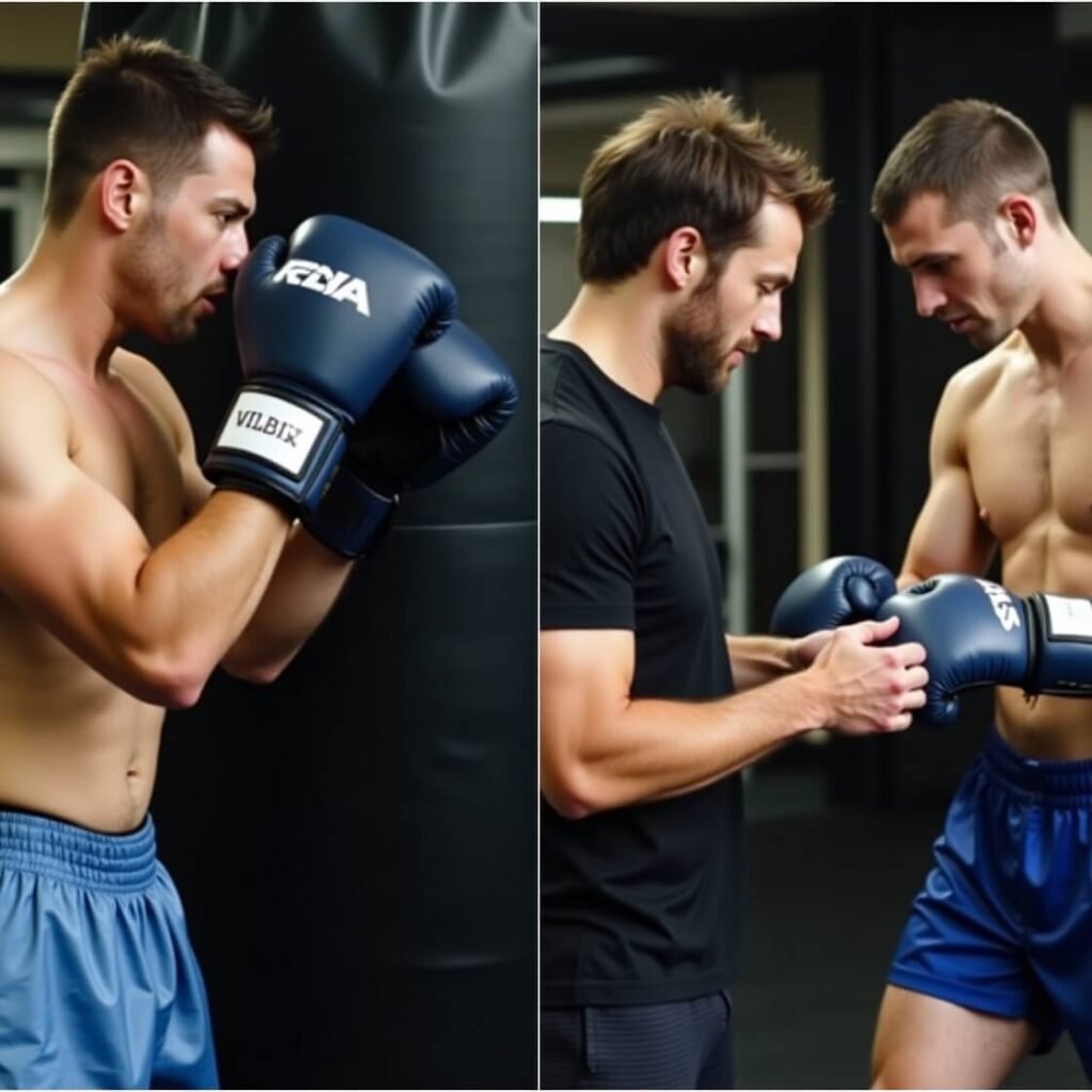 Boxing glove comparison of heavy bag vs preparation