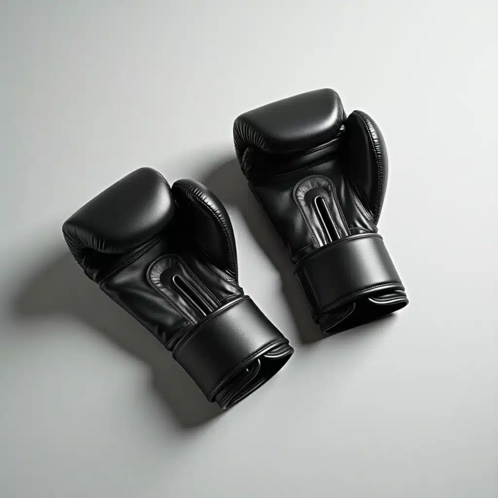 Pair of bag gloves on white background