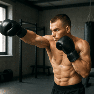 Boxer throwing a perfect cross