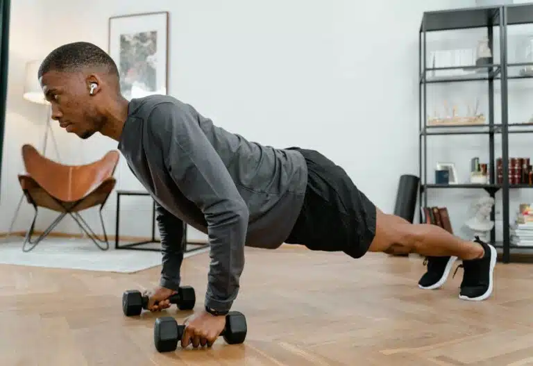 Man doing a home training workout