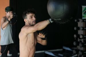 A boxer making some common beginner mistakes