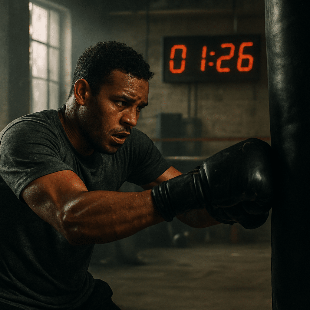 Boxer coming his rounds while working out