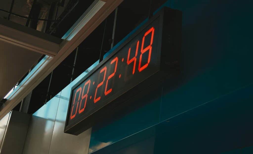 A digital clock being used to keep time